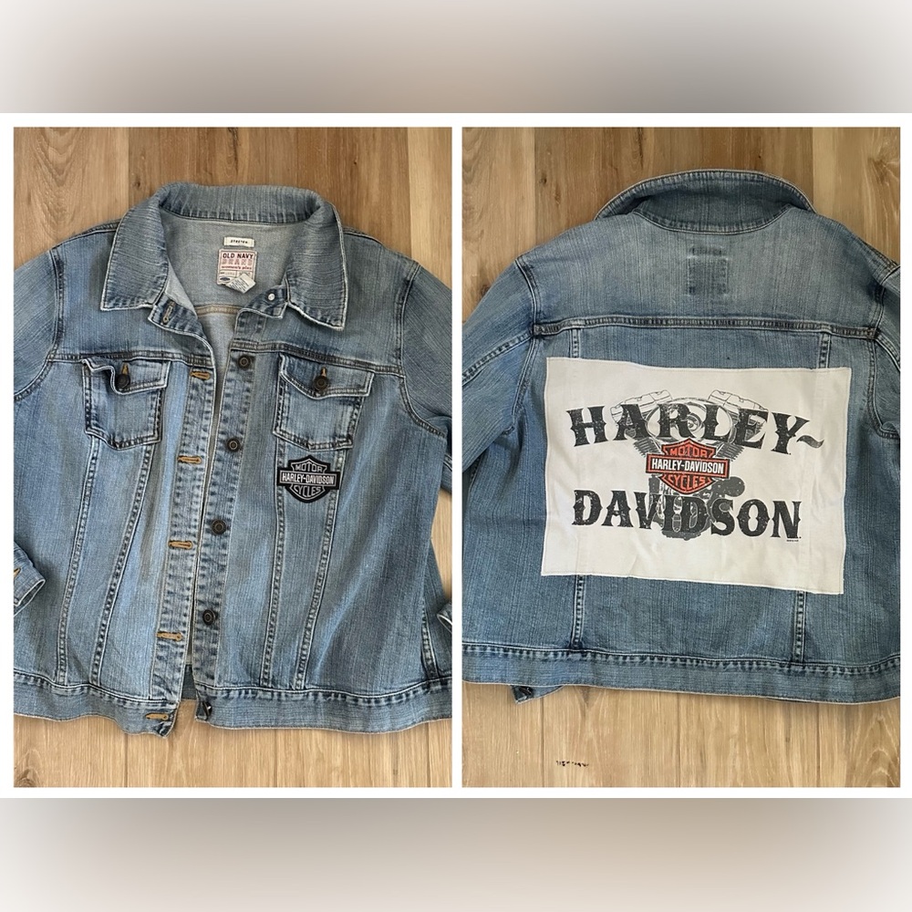 Harley-Davidson Custom Denim Jacket 2XL (Upcycled)